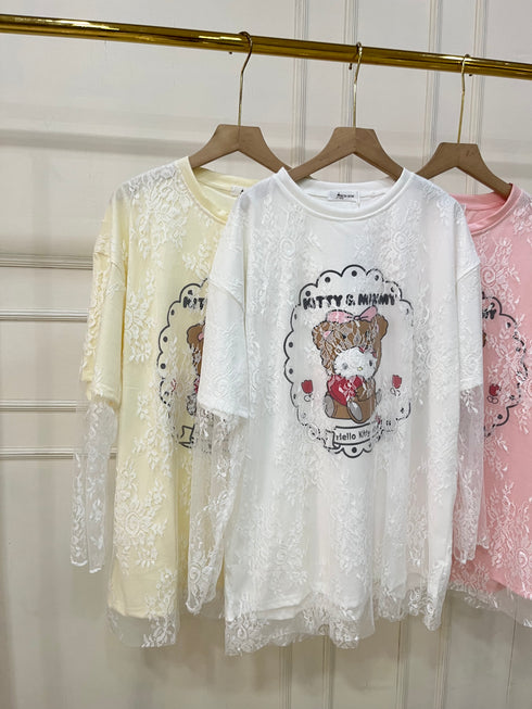 Women High Fashion Lacey Oversize T-Shirts